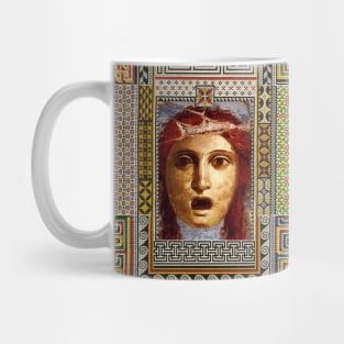 THEATER MASK,ANTIQUE ROMAN PAINTING WITH POMPEII MOSAICS PATCHWORK Mug